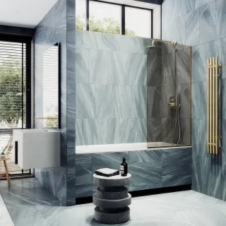 Шторка на ванну MaybahGlass MGV-71-3у 90см золото